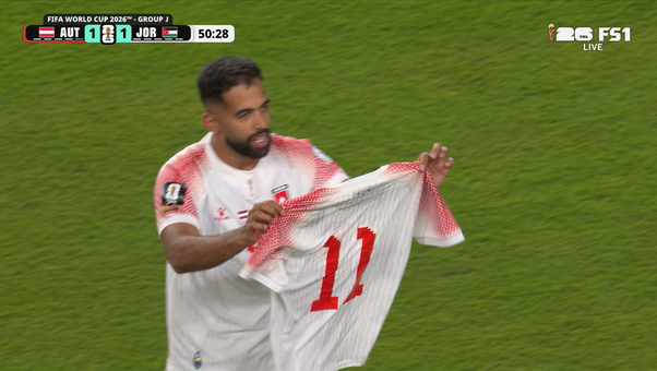 Jordan's Ali Olwan scores Jordan's first ever FIFA World Cup™ Goal, making score level vs Austria
