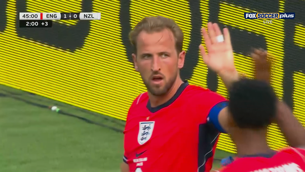 England's Harry Kane scores goal to take lead at half against New Zealand