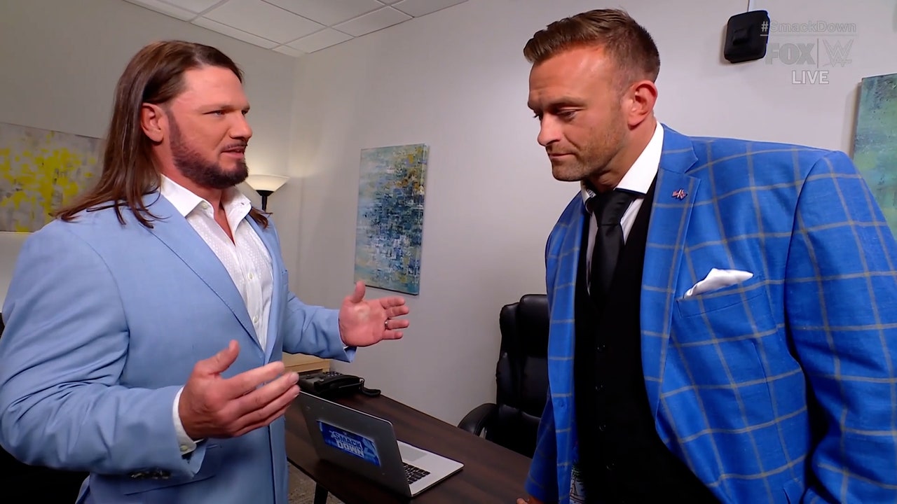 スポーツ選手 smack down series A AJ Styles asks Nick Aldis for a chance to address his future on
