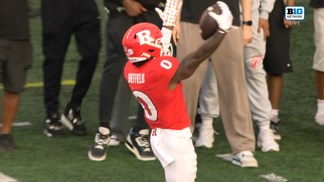 Athan Kaliakmanis finds DT Sheffield for a 54-yard TD, extending Rutgers' lead over Ohio