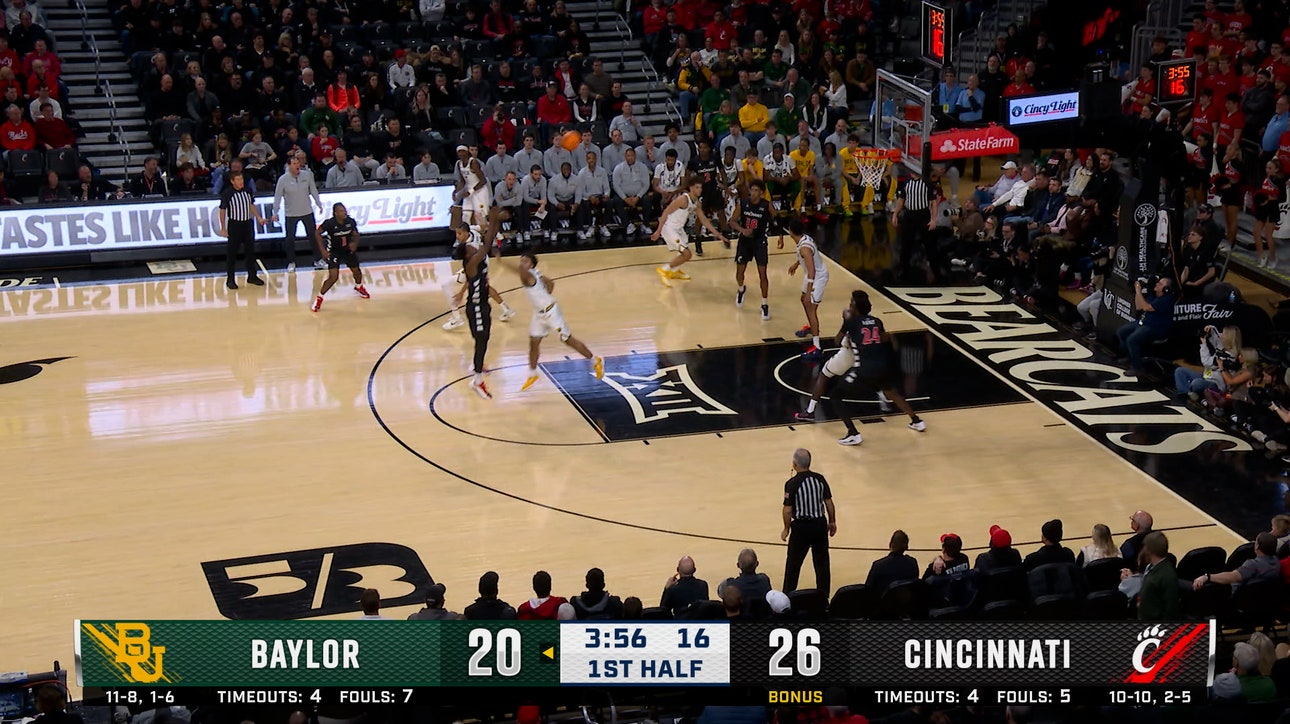 Jalen Celestine makes a turnaround jumper, extending Cincinnati's lead over Baylor