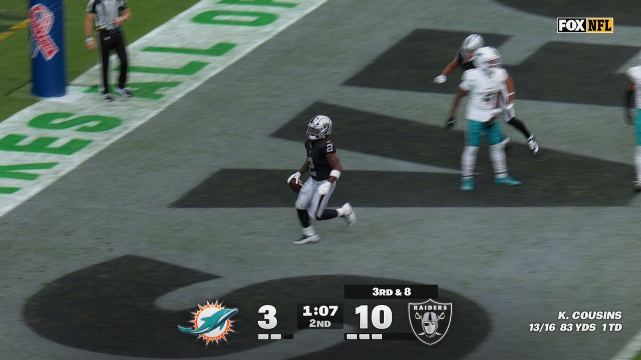 Kirk Cousins connects with Ashton Jeanty for 13-yard TD, extending Raiders' lead over Dolphins | NFL Highlights