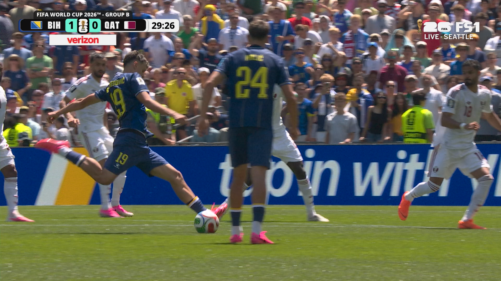 Bosnia and Herzegovina’s Kerim Alajbegović scores an absolute screamer, taking the lead vs Qatar | 2026 FIFA World Cup™