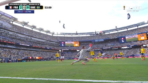 France's Bradley Barcola scores goal to extend lead vs Sweden | 2026 FIFA World Cup™