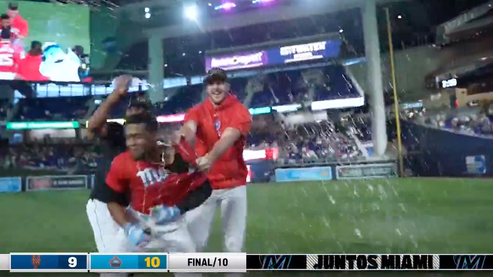 Otto Lopez knocks a walk-off single to secure the Marlins' win against the Mets in the tenth inning
