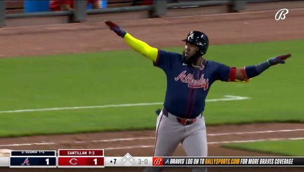 Marcell Ozuna CRUSHES his 38th home run of the year to kick off Braves' three-run inning