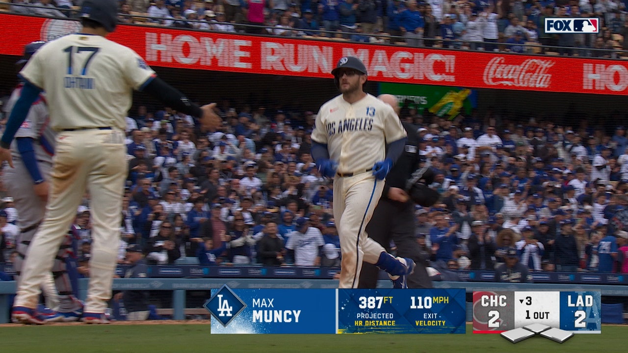 Dodgers' Max Muncy hits two run home run, tying up game against Cubs