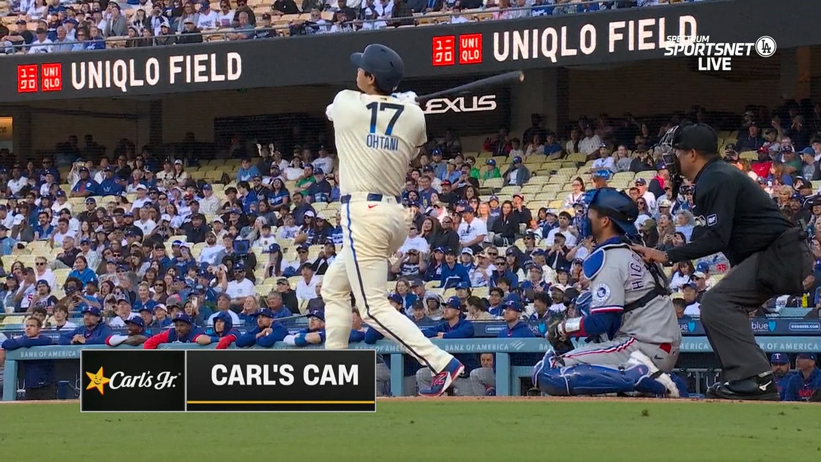Dodgers' Shohei Ohtani crushes leadoff homer to tie score against Rangers