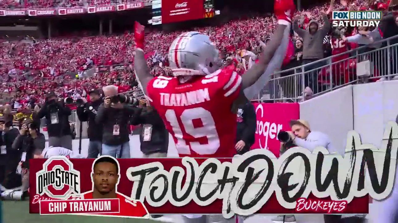 Chip Trayanum scores on a four-yard rushing TD, bringing Ohio State to a tie with Maryland