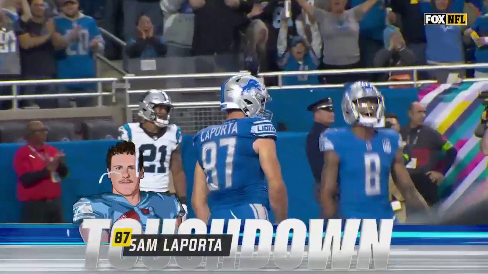Jared Goff connects with Sam LaPorta for a 31-yard TD