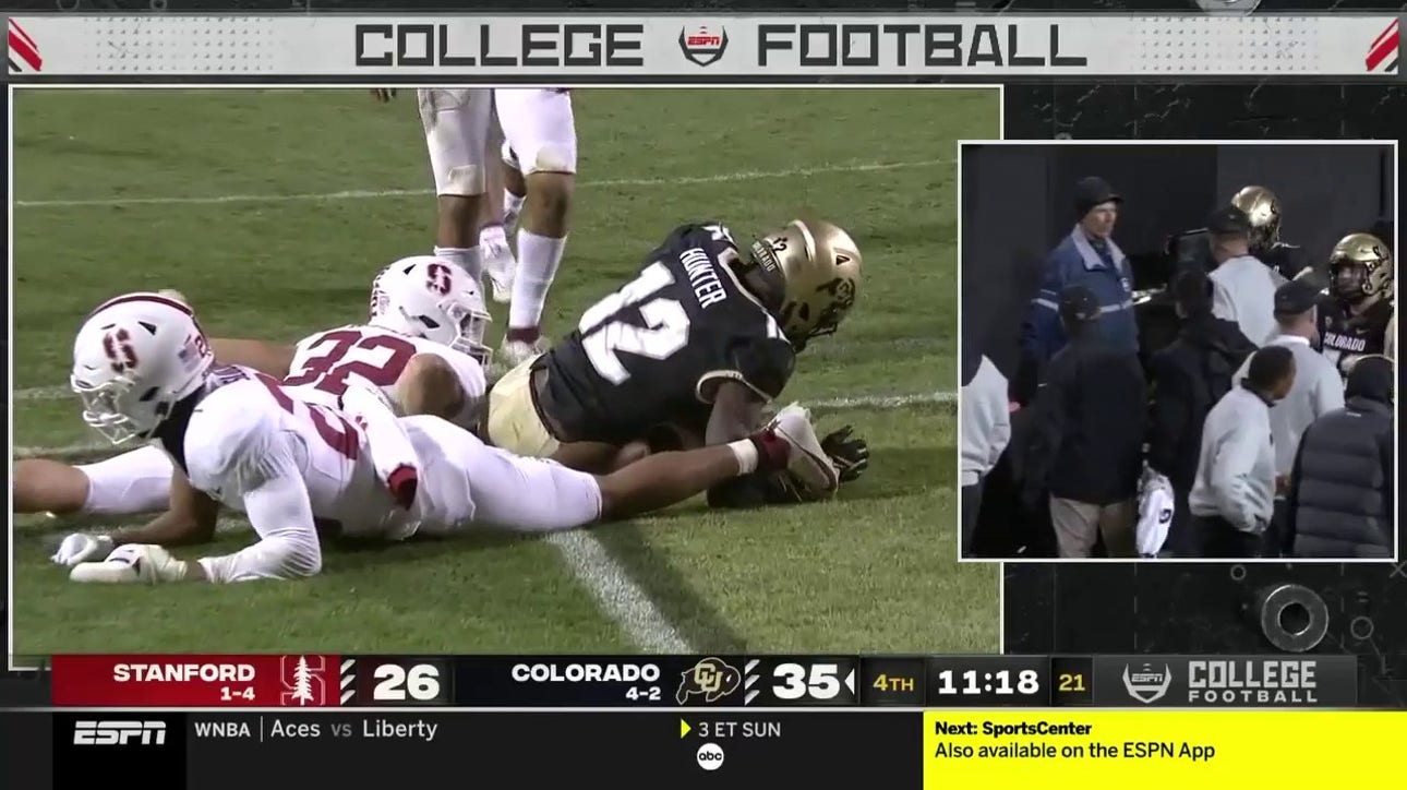 Shedeur Sanders completes a 16-yard TD pass to Travis Hunter to give Colorado a 36-26 lead over Stanford