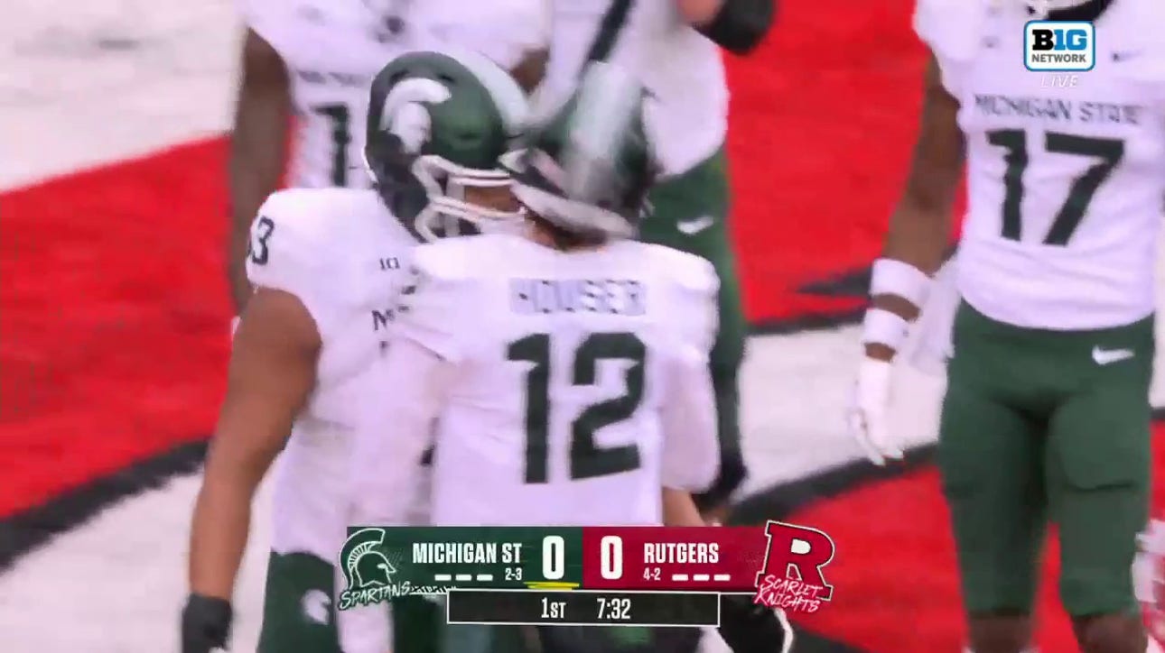 Michigan State's Katin Houser completes first ever touchdown pass to Montorie Foster Jr. give Spartans a 7-0 lead over Rutgers