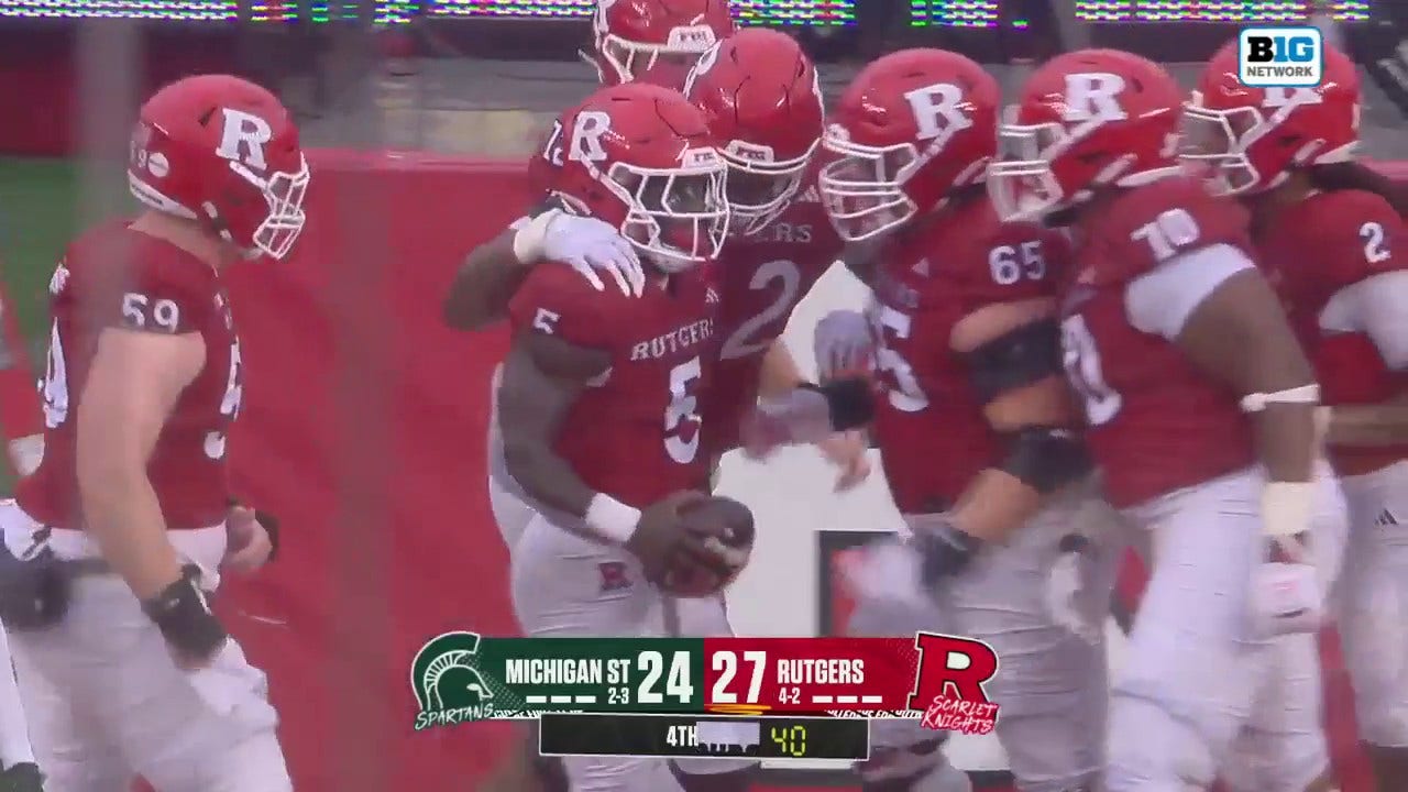 Kyle Monongai breaks loose on a 21-yard rushing TD, giving Rutgers a 27-24 lead vs. Michigan State