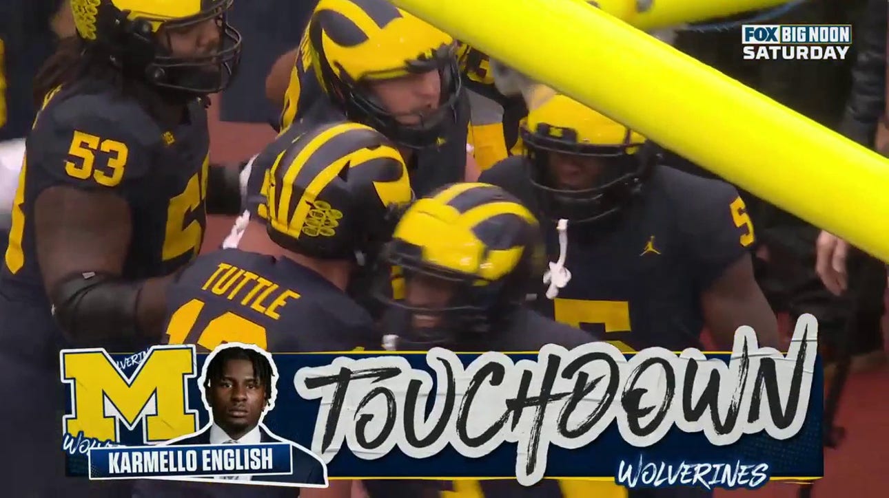 Jack Tuttle finds Karmello English for a TD to give Michigan a 52-7 lead against Indiana