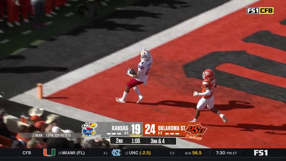 Jason Bean throws a 49-yard DIME to Quentin Skinner as Kansas grabs the lead over Oklahoma State