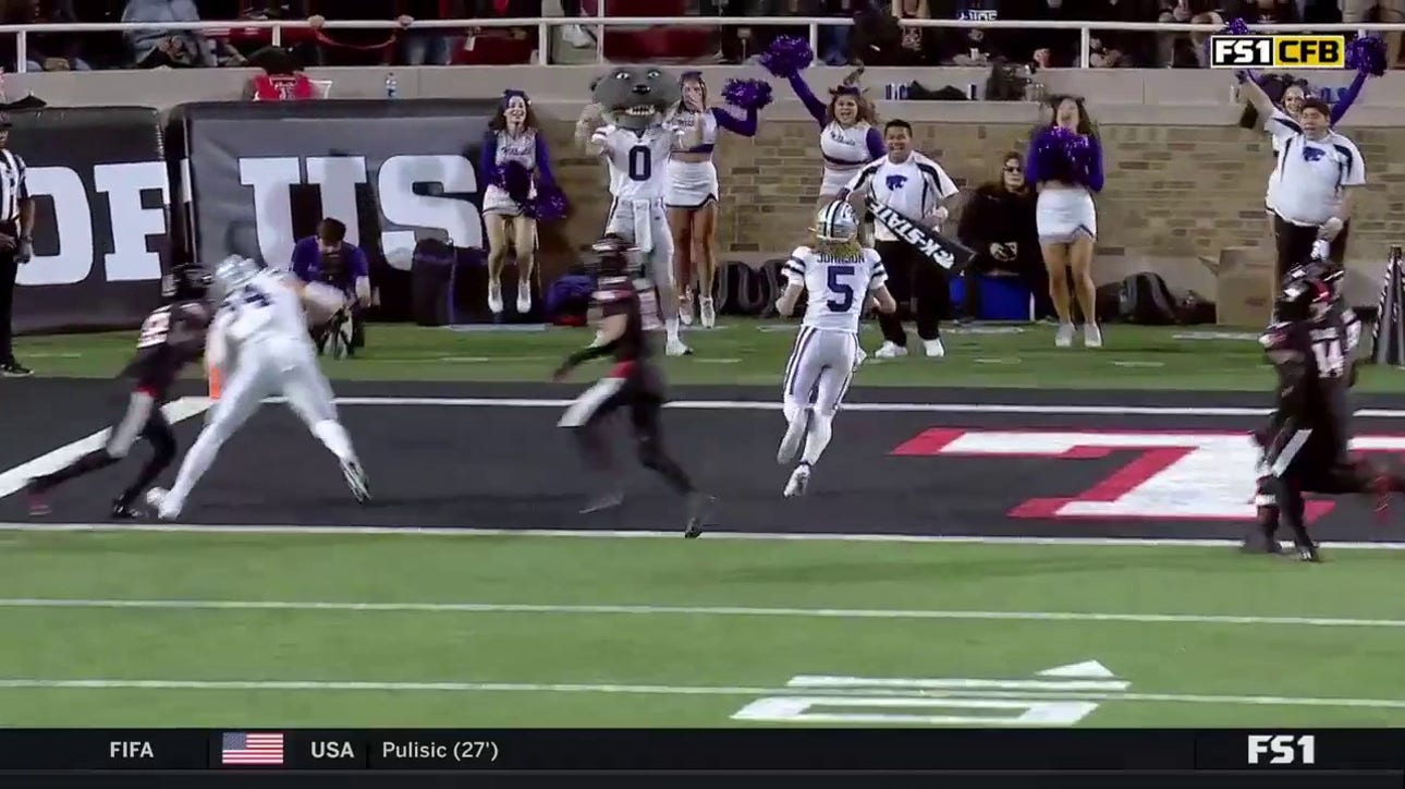 Avery Johnson rushes for a five-yard touchdown to extend Kansas State's lead over Texas Tech 