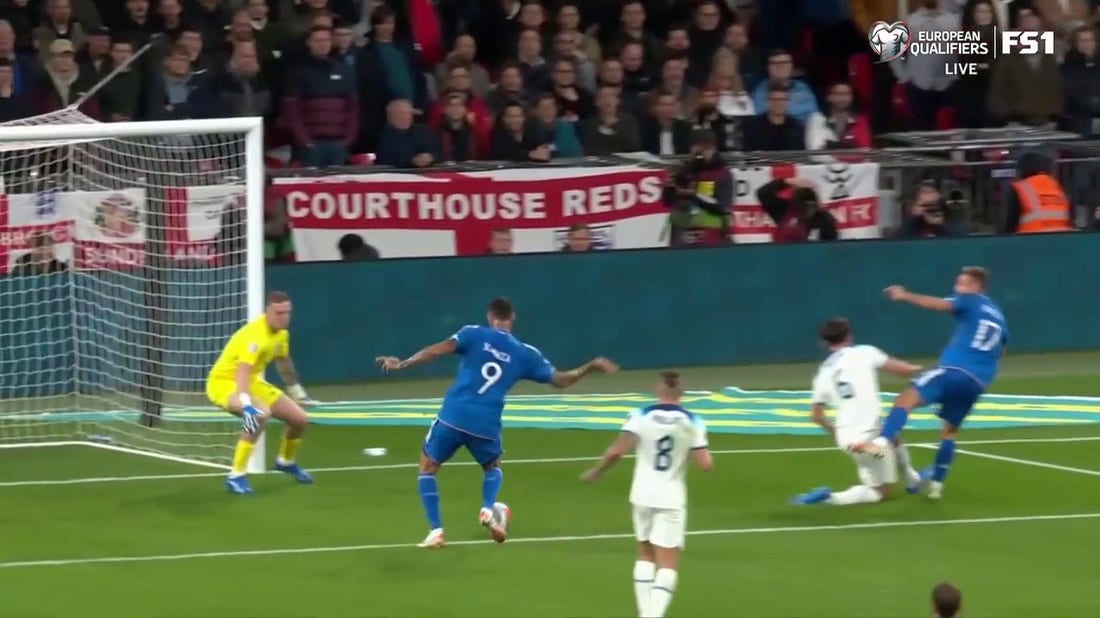 Gianluca Scamacca finds the net to give Italy a 1-0 lead over England