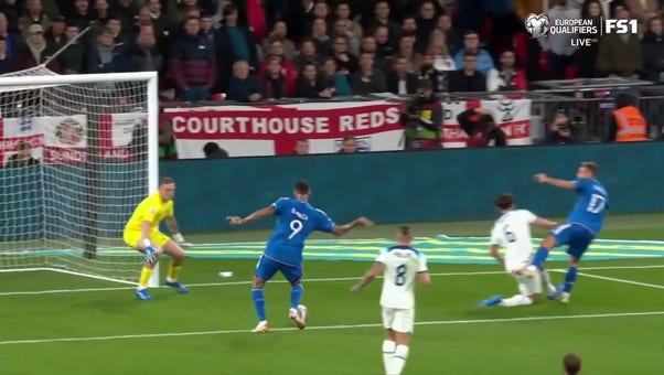 Gianluca Scamacca finds the net to give Italy a 1-0 lead over England
