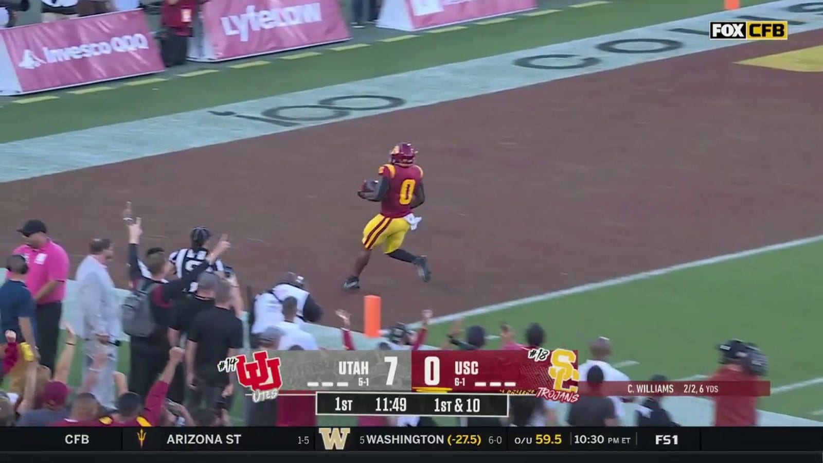 USC's MarShawn Lloyd turns on the jets for a 44-yard touchdown to tie the game vs. Utah
