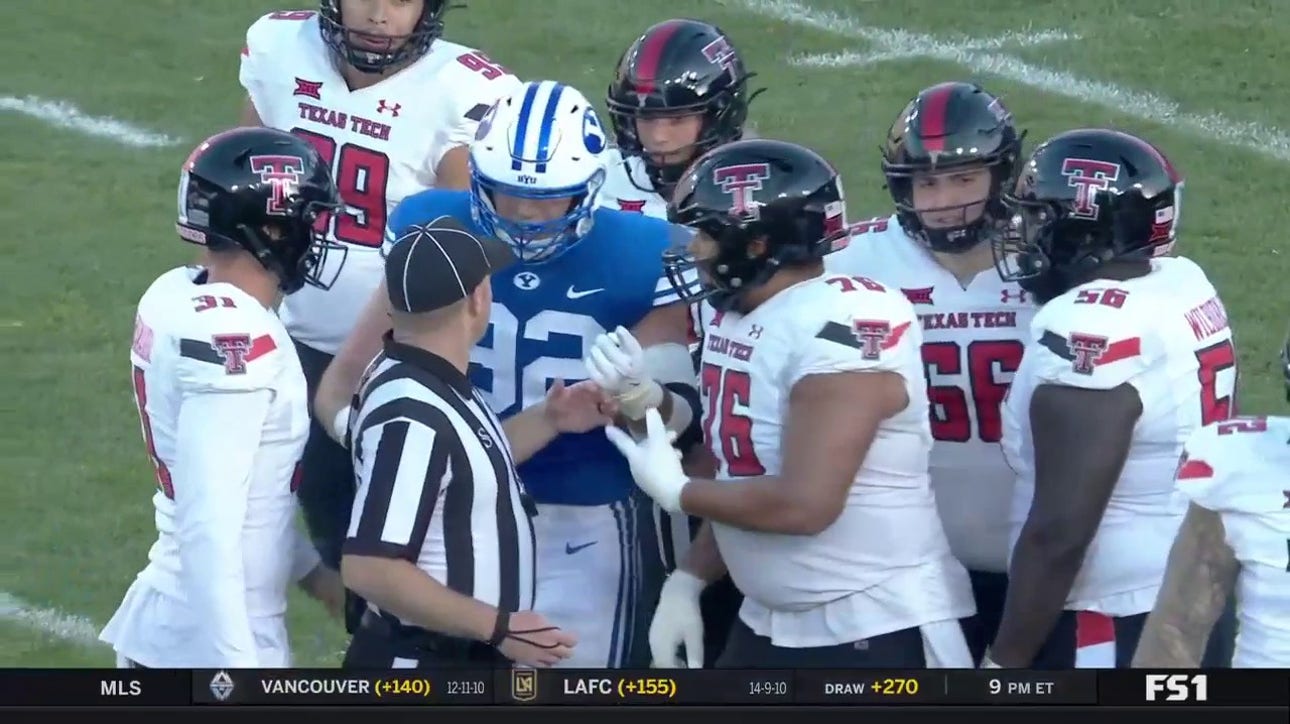Texas Tech's Jayden York is ejected for spitting in the face of BYU's Tyler Batty