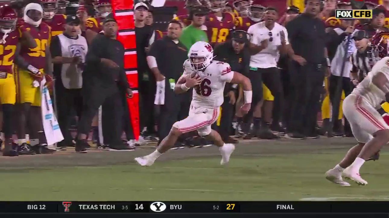 Utah's Bryson Barnes scrambles for a 26-yard rush, leading to a game-winning 38-yard field goal to defeat USC