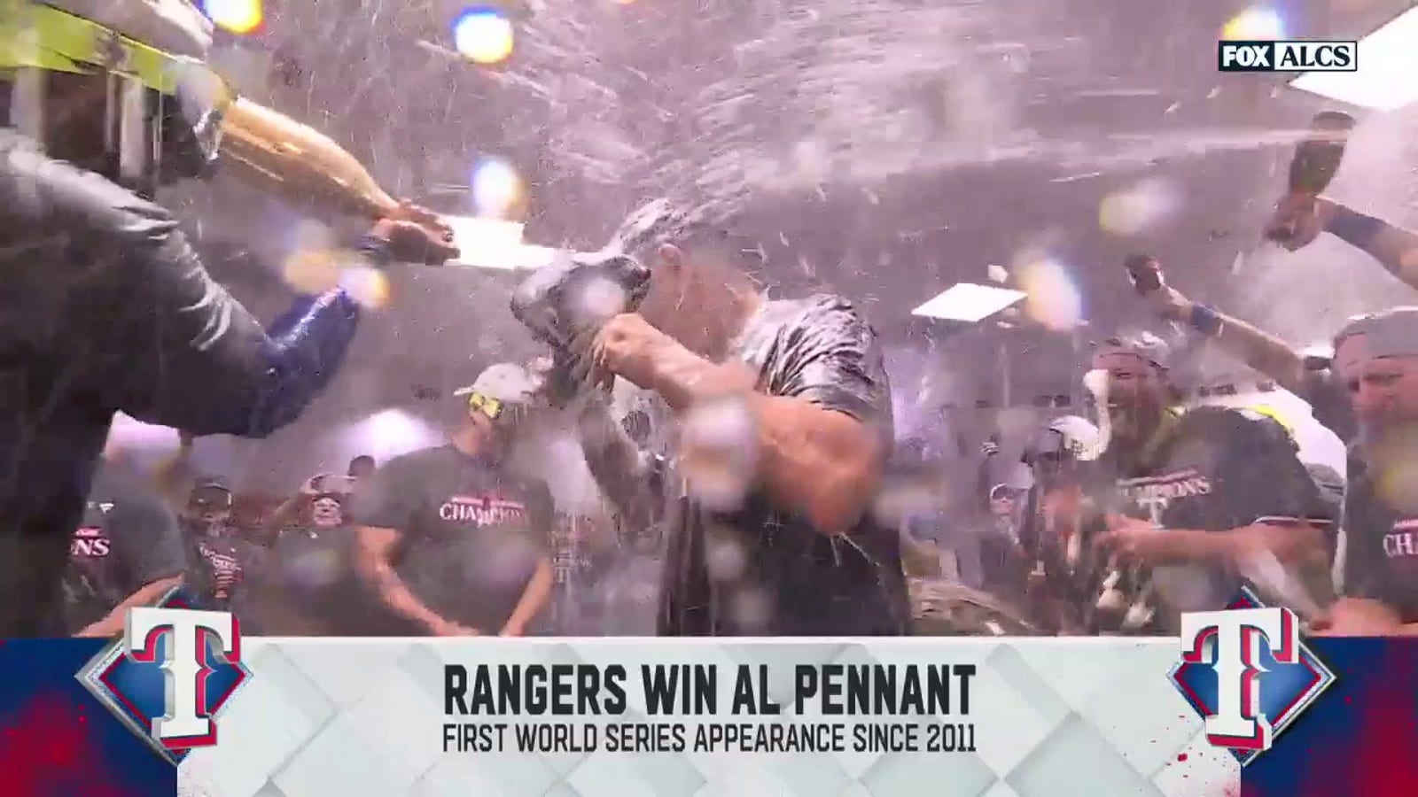 Rangers' epic locker room celebration after defeating Astros in ALCS