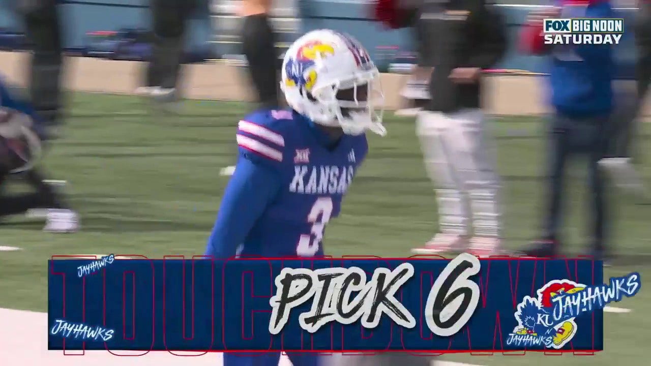 Kansas' Mello Dotson picks off Dillon Gabriel and takes it to the house for a 37-yard TD