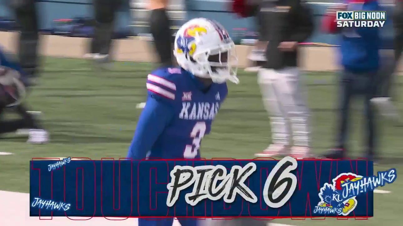 Kansas' Mello Dotson picks off Dillon Gabriel and takes it to the house for a 37-yard TD