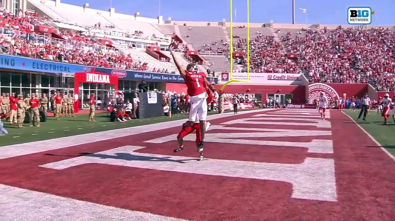 Indiana's Donaven McCulley makes an absurd one-handed touchdown catch against Wisconsin