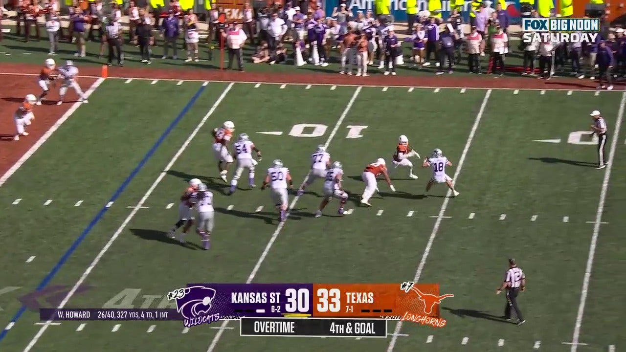 Texas grabs 33-30 OT victory after Will Howard fails to convert on 4th & goal for Kansas State