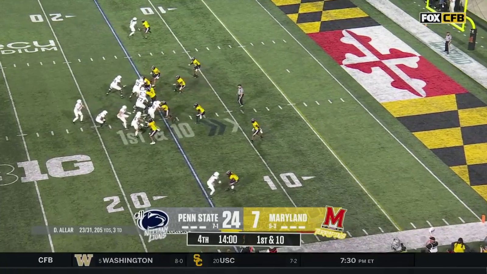 Penn State's Drew Allar throws a 15-yard TD to increase lead vs. Maryland