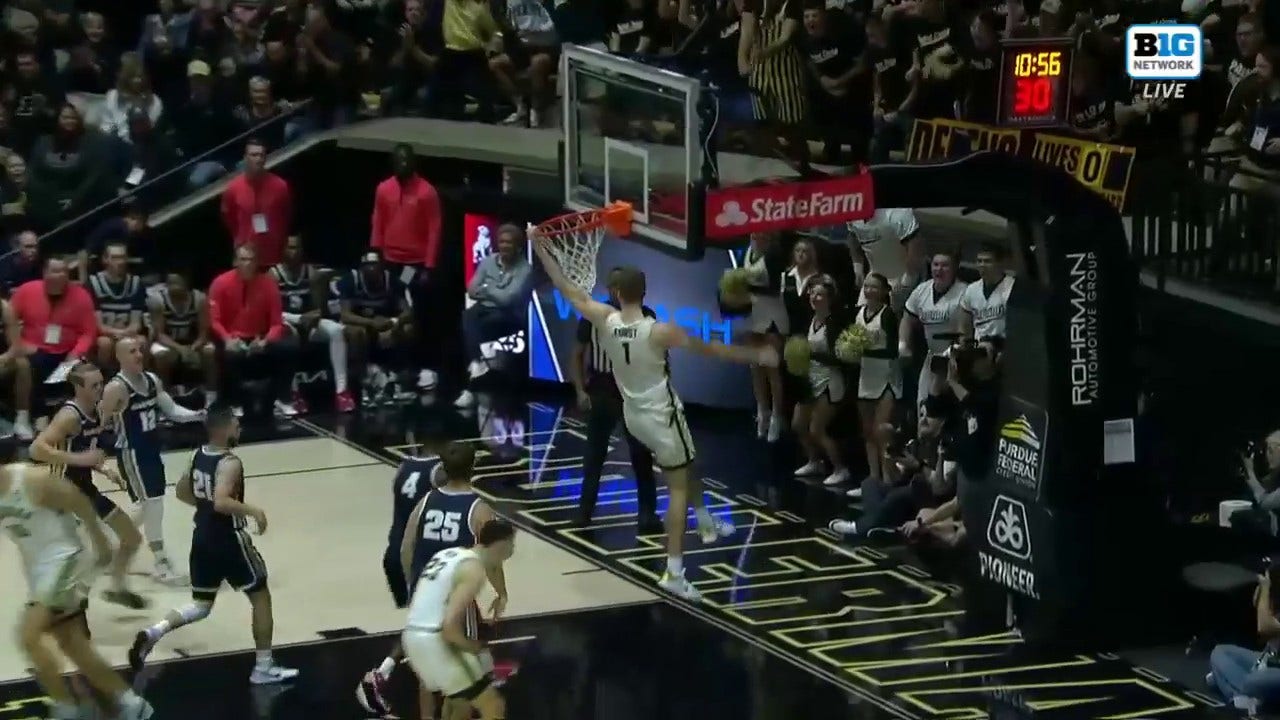 Caleb Furst delivers a nasty dunk to extend Purdue's lead over Samford