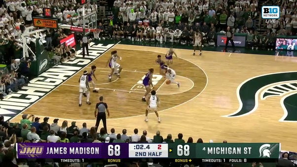 James Madison and Michigan State are headed to overtime tied at 68-68 after Tyson Walker misses a game-winner