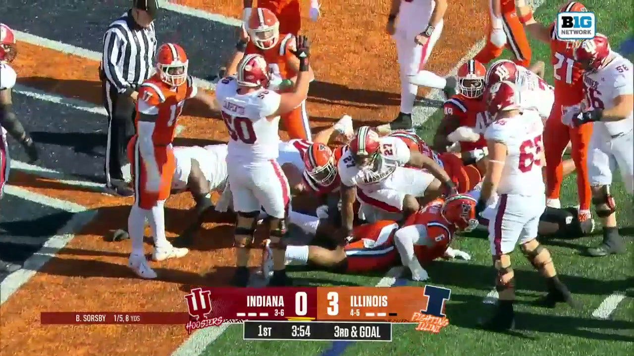 Trent Howland punches it up the middle for a TD to give Indiana the lead vs. Illinois