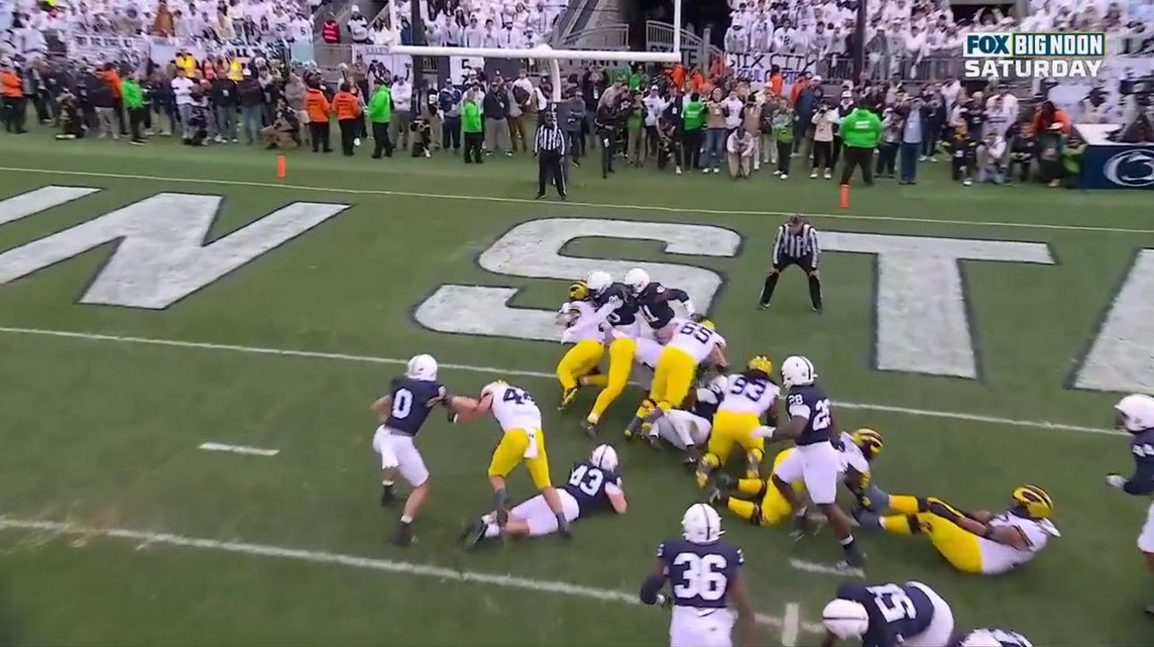 Blake Corum rushes up the middle for a three-yard TD to give Wolverines lead over Penn State