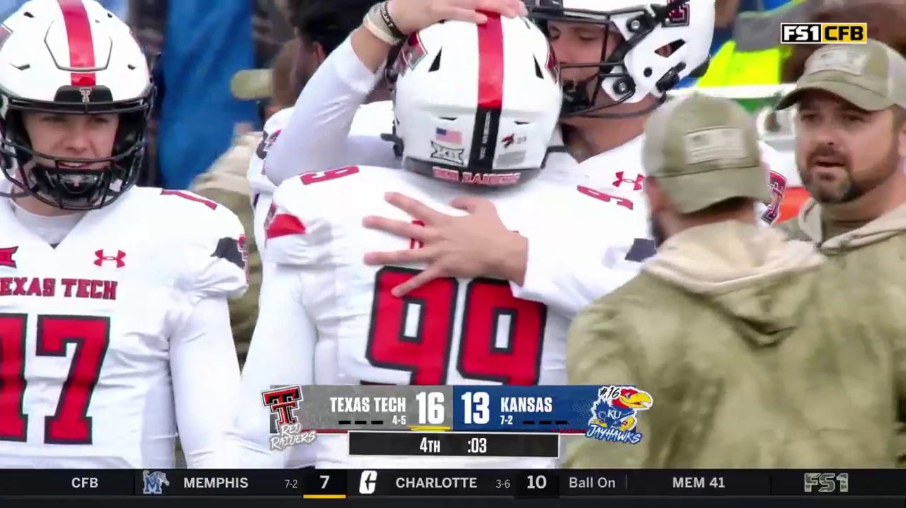 Texas Tech's Gino Garcia nails 30-yard, game-winning field goal in a 16-13 victory over Kansas