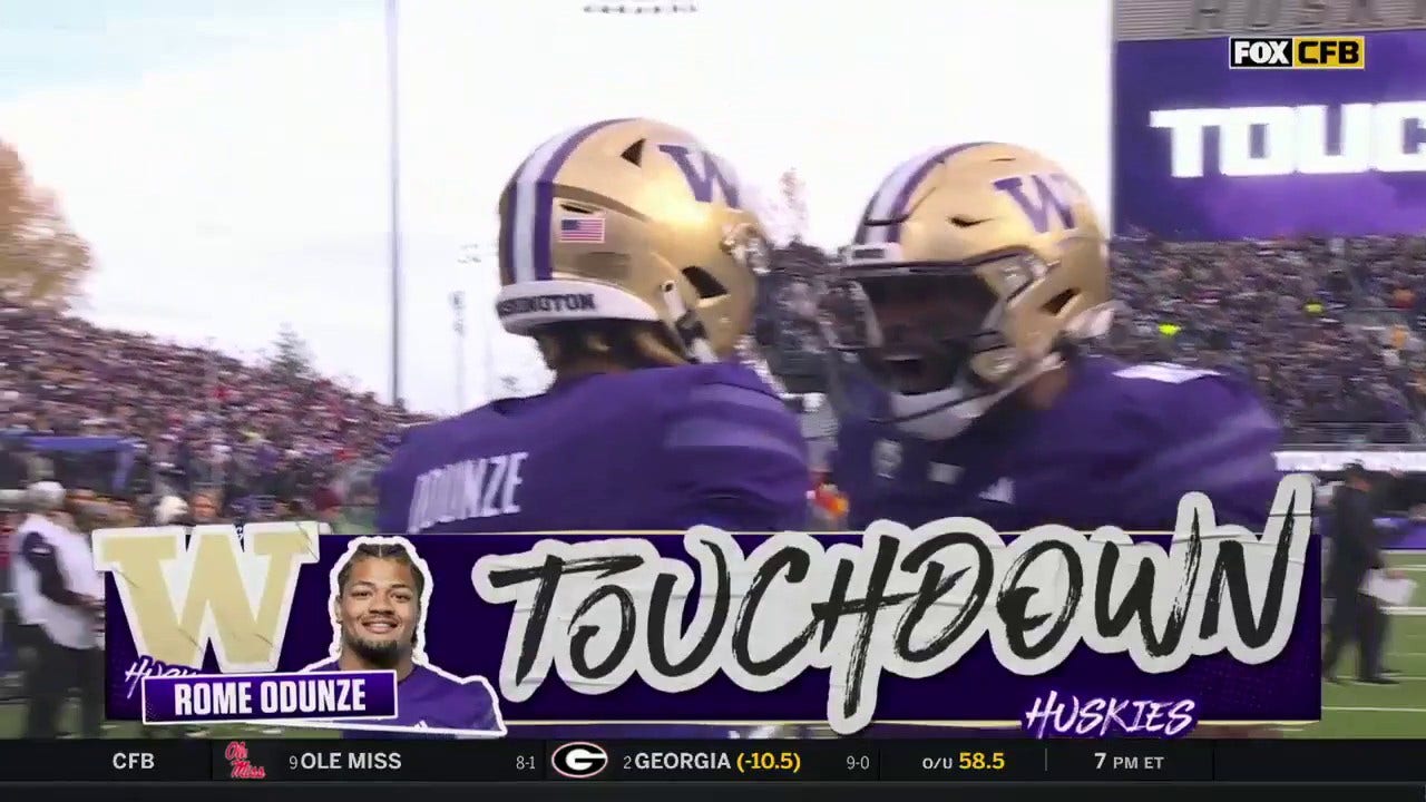 Washington's Michael Penix Jr. finds Rome Odunze for an ABSURD 34-yard TD against Utah