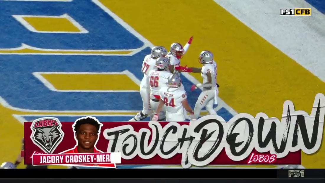 New Mexico's Jacory Croskey-Merritt rushes for a five-yard touchdown vs. Boise
