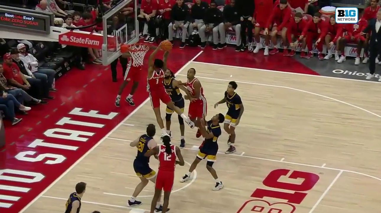 Ohio State's Roddy Gayle Jr. lays down a vicious alley-oop dunk off an inbound pass from Bruce Thornton