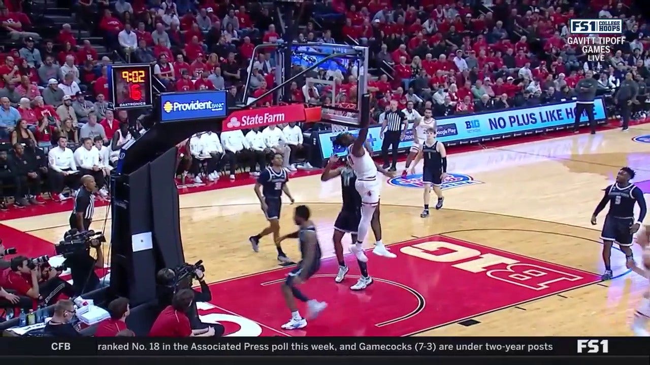 Rutgers' Clifford Omoruyi throws down a MONSTER reverse jam vs. Georgetown