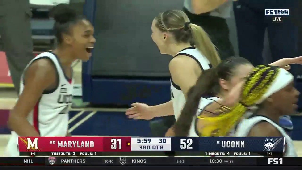 Paige Bueckers comes up with a steal and finds Aubrey Griffin who scores to extend UConn's lead