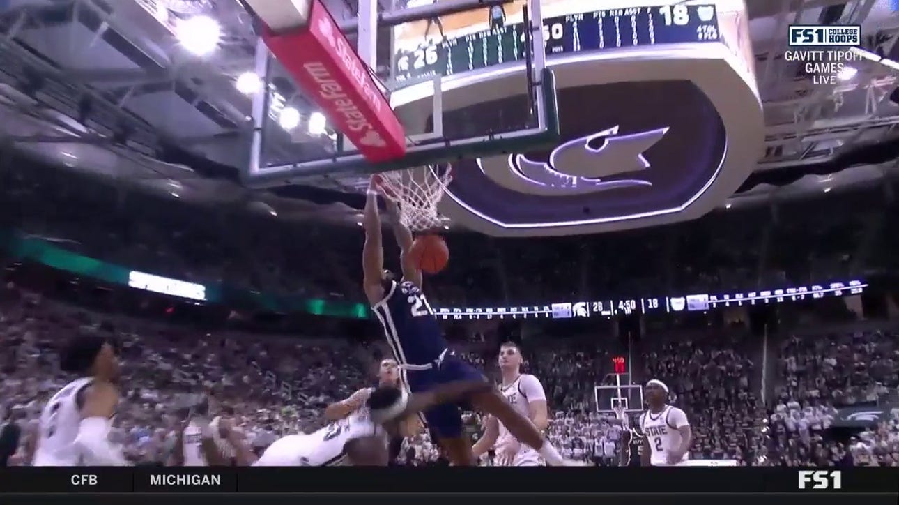 Pierre Brooks II throws down a vicious dunk to help Butler trim into Michigan State's lead