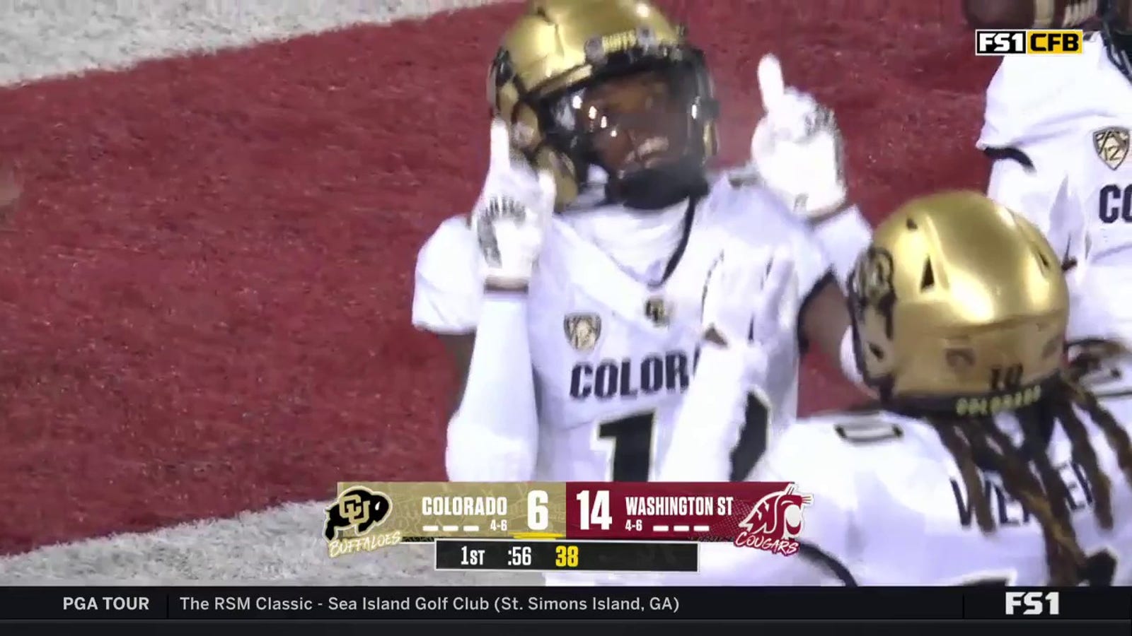 Colorado's Shedeur Sanders finds Travis Hunter for a 45-yard touchdown.