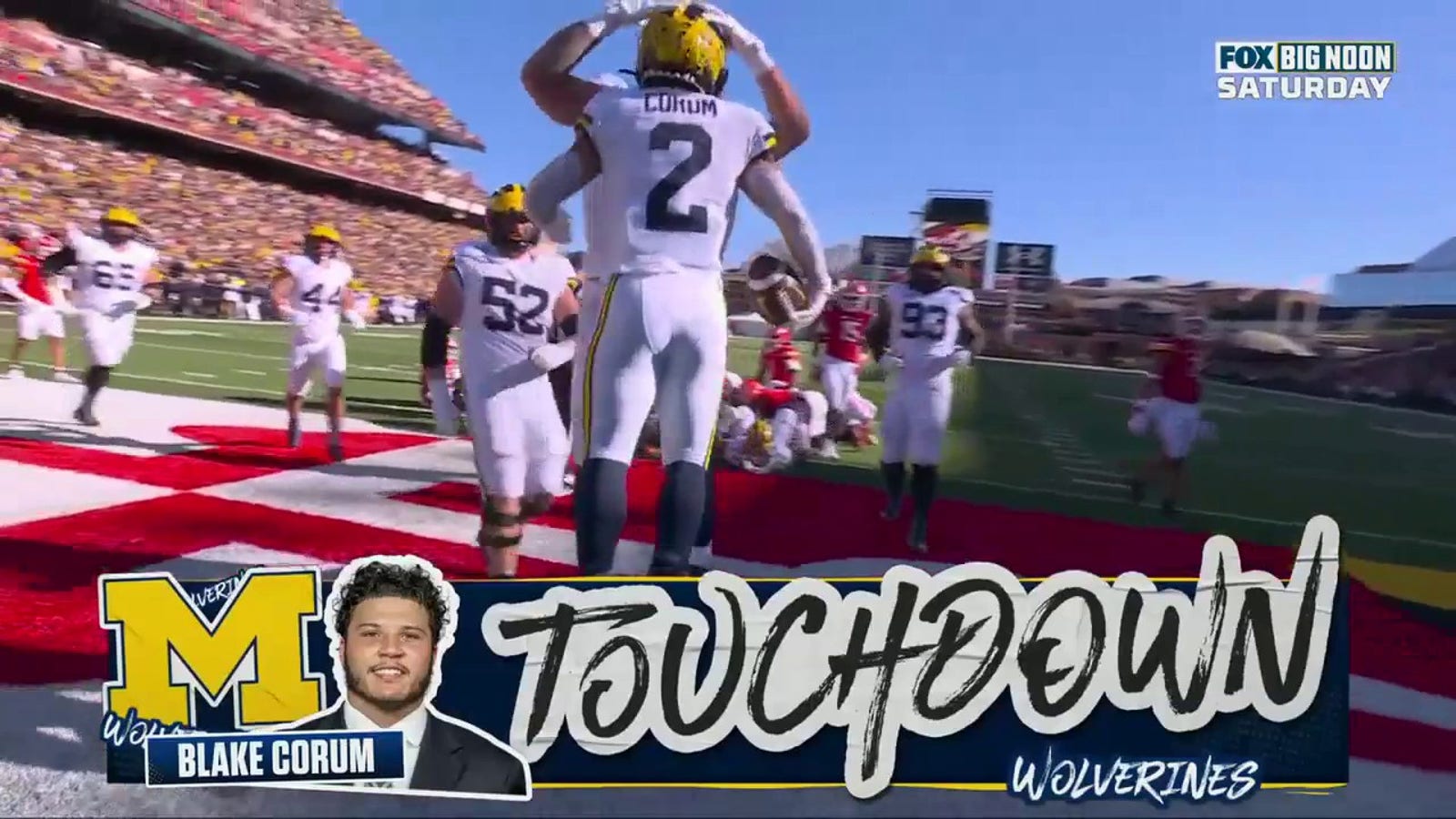 Michigan's Blake Corum scores his second TD of the day