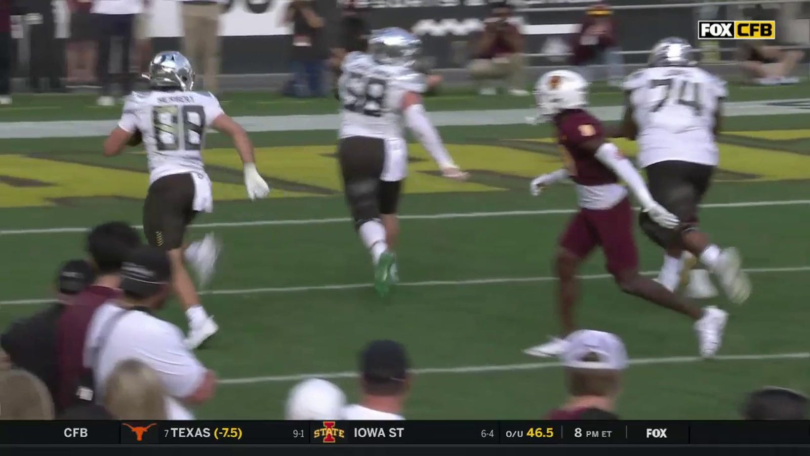 Patrick Herbert goes UNTOUCHED on a 49-yard TD reception to give Oregon a 14-0 lead against Arizona State