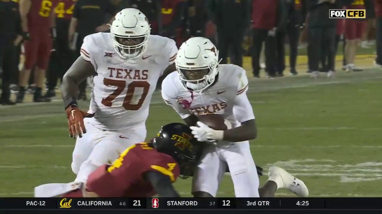 Iowa State's Jeremiah Cooper forces a TIMELY fumble to prevent Texas from scoring in the red zone