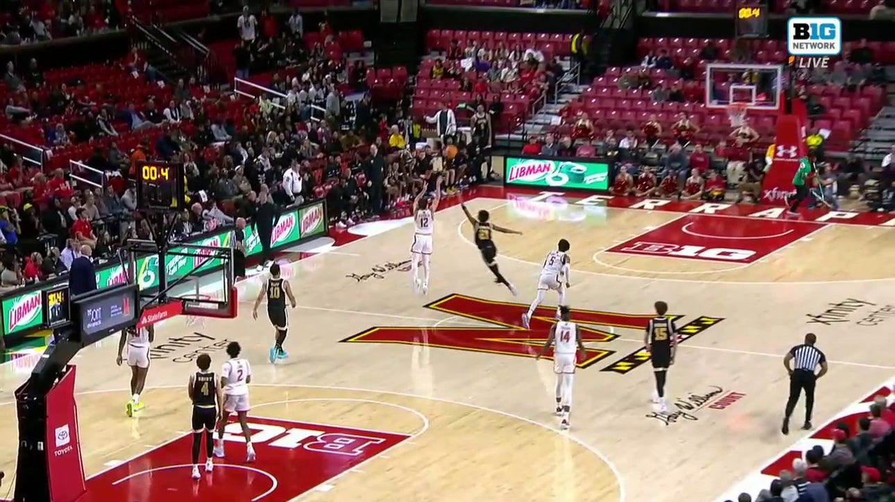 Jamie Kaiser drills a half-court buzzer beater to give Maryland a 57-24 lead over UMBC at halftime
