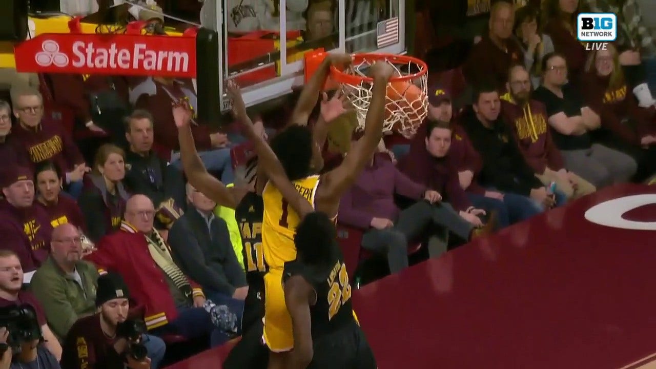 Joshua Ola-Joseph throws down a MONSTER dunk to extend Minnesota's lead over UAPB