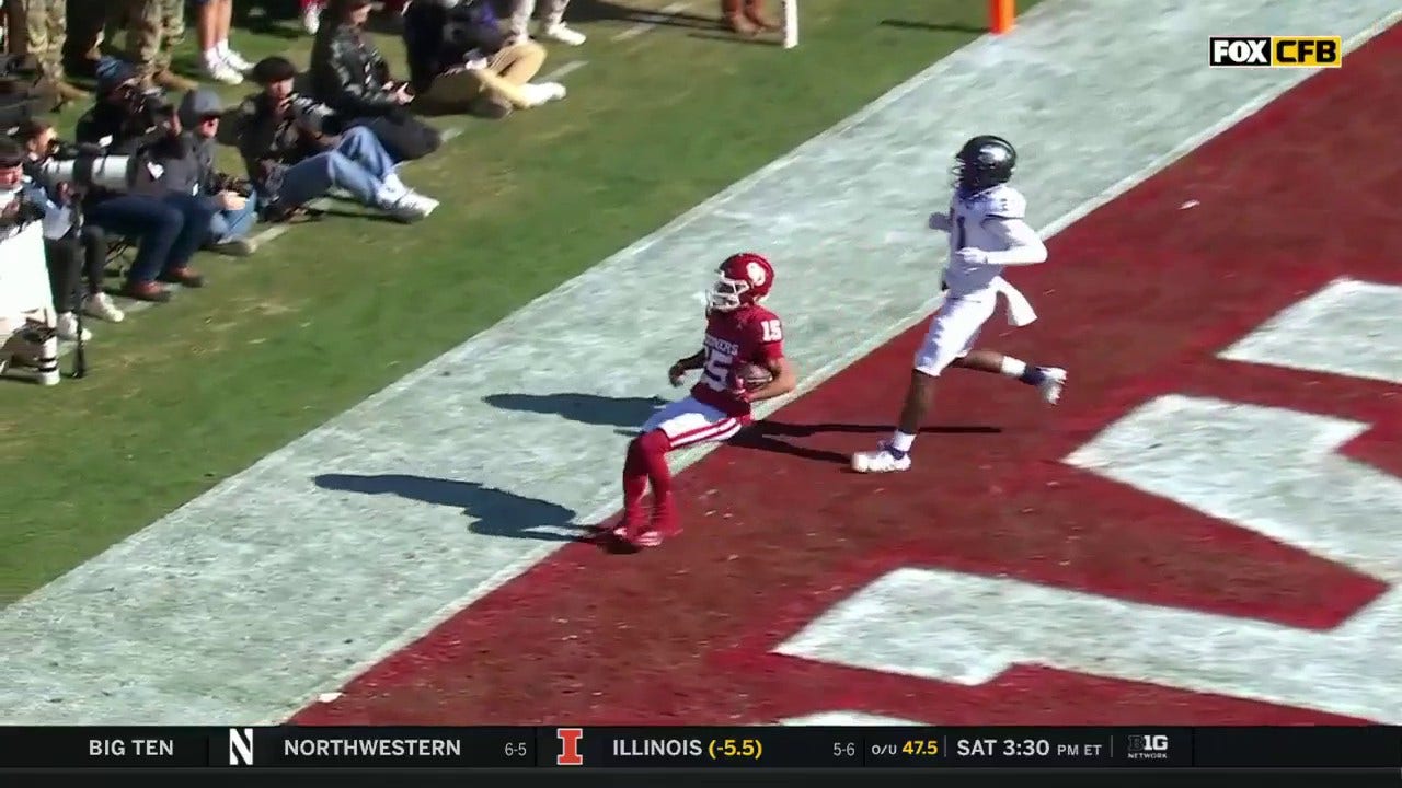 Oklahoma's Dillon Gabriel Finds Brenen Thompson For A 53-yard Touchdown ...