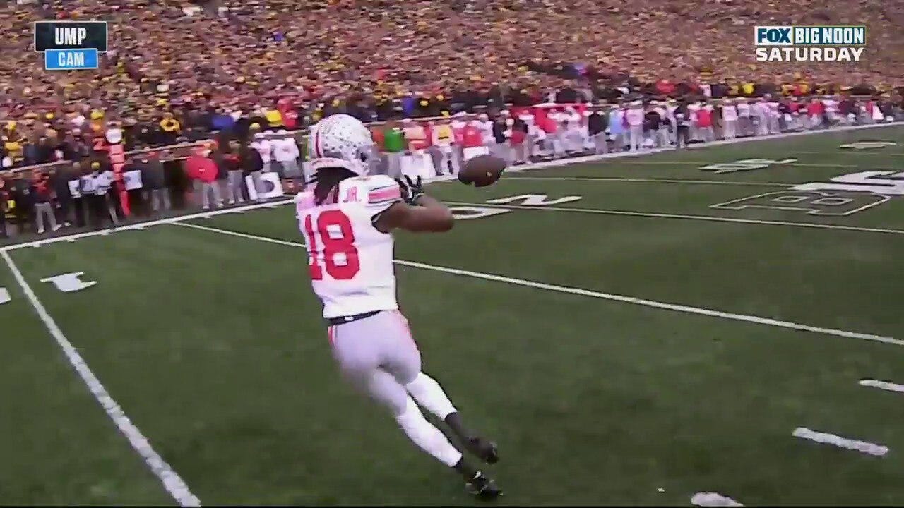 Ohio State's Marvin Harrison Jr. breaks open for a 14-yard receiving TD to trim deficit against Michigan